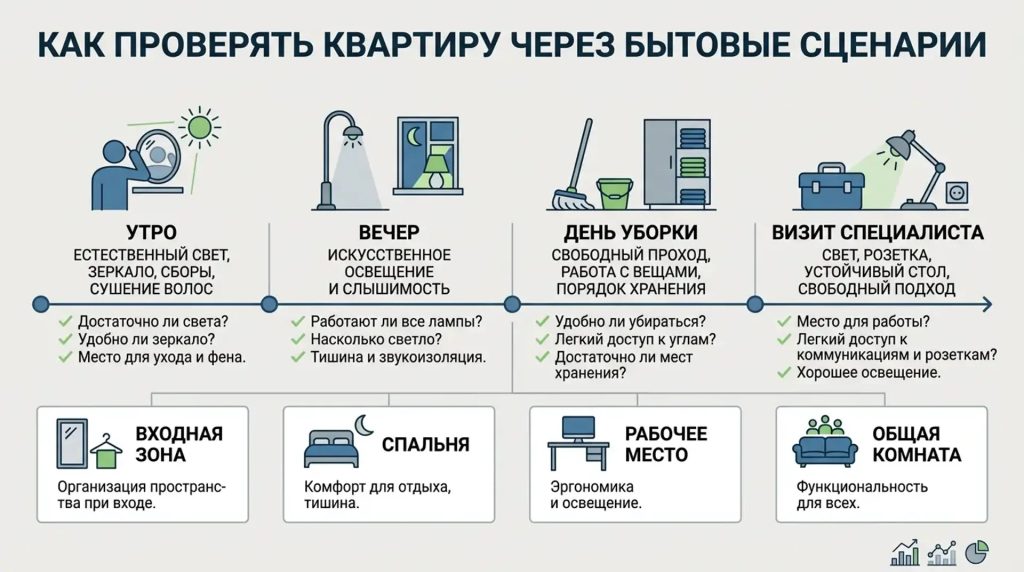 Как проверить квартиру через бытовые сценарии